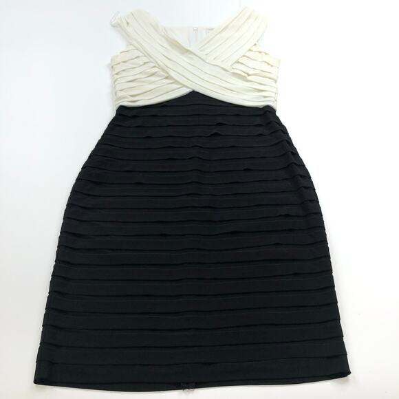 Cache 12 Bandage Women's Polyester Stretch Knee Dress Ivory Black PLS READ - Picture 1 of 16